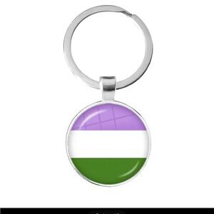 Purple, White, and Green Keychain